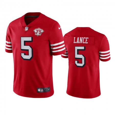 Nike 49ers #5 Trey Lance Red Rush Youth 75th Anniversary Stitched NFL Vapor Untouchable Limited Jersey