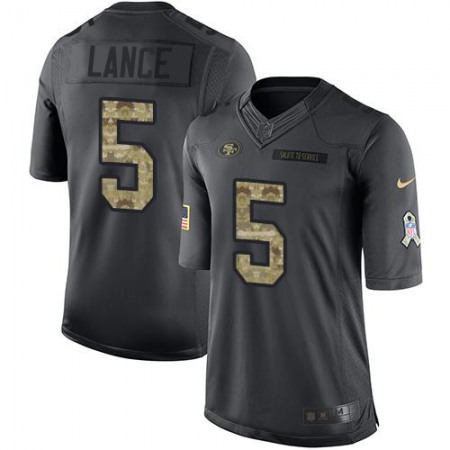 San Francisco 49ers #5 Trey Lance Black Men's Stitched NFL Limited 2016 Salute to Service Jersey