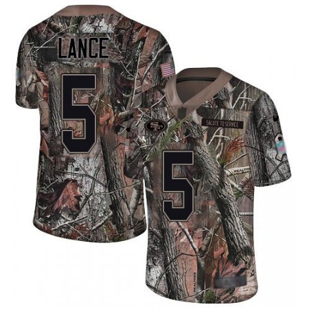 San Francisco 49ers #5 Trey Lance Camo Youth Stitched NFL Limited Rush Realtree Jersey