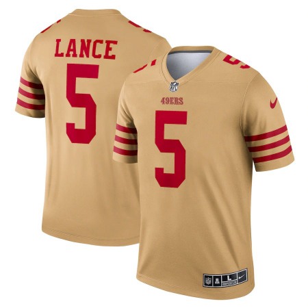 San Francisco 49ers #5 Trey Lance Nike Men's Gold Inverted Legend Jersey