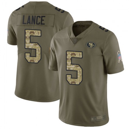 San Francisco 49ers #5 Trey Lance Olive/Camo Youth Stitched NFL Limited 2017 Salute To Service Jersey