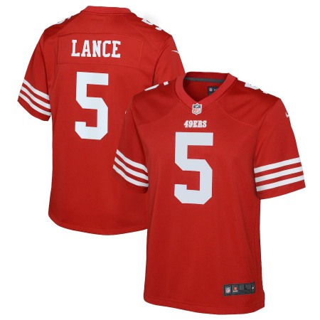 San Francisco 49ers #5 Trey Lance Scarlet Youth 2022-23 Nike NFL Game Jersey