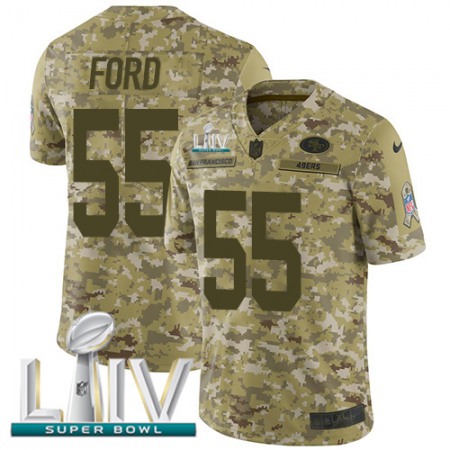 Nike 49ers #55 Dee Ford Camo Super Bowl LIV 2020 Men's Stitched NFL Limited 2018 Salute To Service Jersey