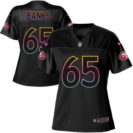 Nike 49ers #65 Aaron Banks Black Women's NFL Fashion Game Jersey