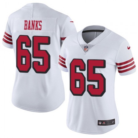 Nike 49ers #65 Aaron Banks White Rush Women's Stitched NFL Vapor Untouchable Limited Jersey