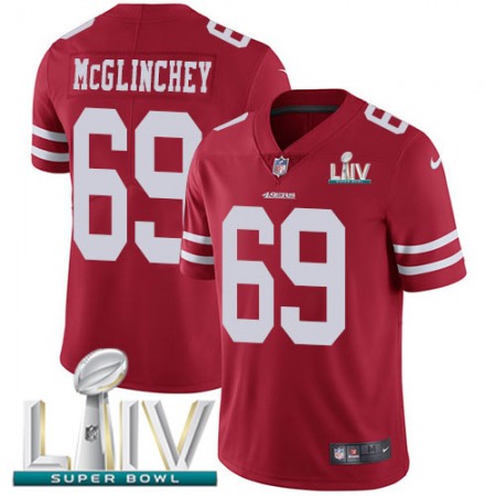 Nike 49ers #69 Mike McGlinchey Red Super Bowl LIV 2020 Team Color Youth Stitched NFL Vapor Untouchable Limited Jersey