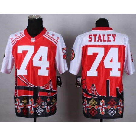 Nike 49ers #74 Joe Staley Red Men's Stitched NFL Elite Noble Fashion Jersey