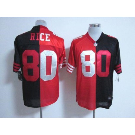 Nike 49ers #80 Jerry Rice Black/Red Men's Stitched NFL Elite Split Jersey