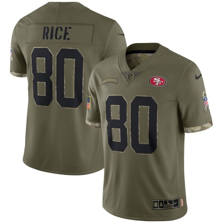 San Francisco 49ers #80 Jerry Rice Nike Men's 2022 Salute To Service Limited Jersey - Olive