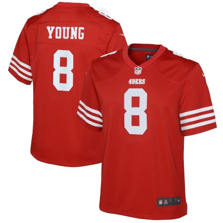 San Francisco 49ers #8 Steve Young Scarlet Youth 2022-23 Nike NFL Game Jersey