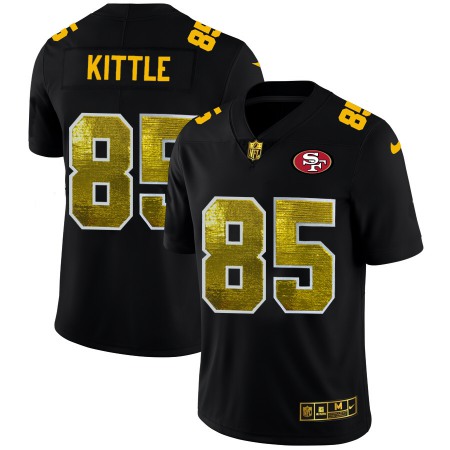 San Francisco 49ers #85 George Kittle Men's Black Nike Golden Sequin Vapor Limited NFL Jersey