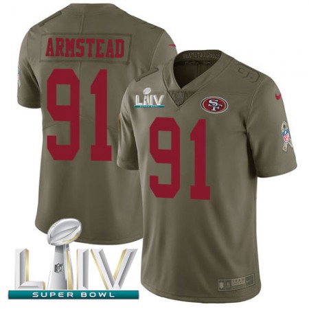 Nike 49ers #91 Arik Armstead Olive Super Bowl LIV 2020 Youth Stitched NFL Limited 2017 Salute To Service Jersey