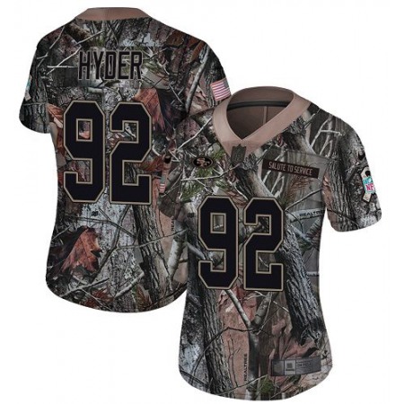 Nike 49ers #92 Kerry Hyder Camo Women's Stitched NFL Limited Rush Realtree Jersey