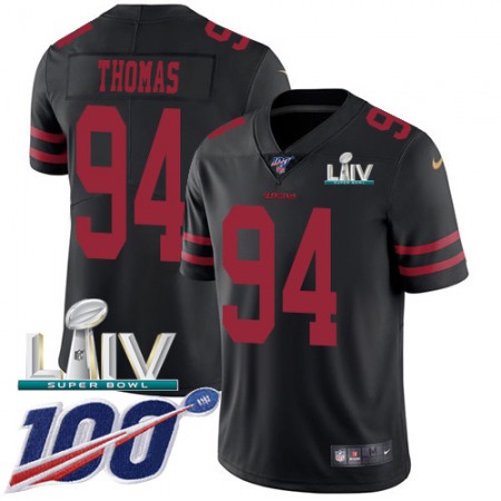 Nike 49ers #94 Solomon Thomas Black Super Bowl LIV 2020 Alternate Men's Stitched NFL 100th Season Vapor Limited Jersey