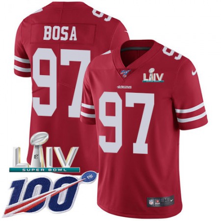 Nike 49ers #97 Nick Bosa Red Super Bowl LIV 2020 Team Color Youth Stitched NFL 100th Season Vapor Limited Jersey