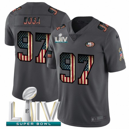 San Francisco 49ers #97 Nick Bosa Black Super Bowl LIV 2020 Nike 2018 Salute to Service Retro USA Flag Limited NFL Jersey