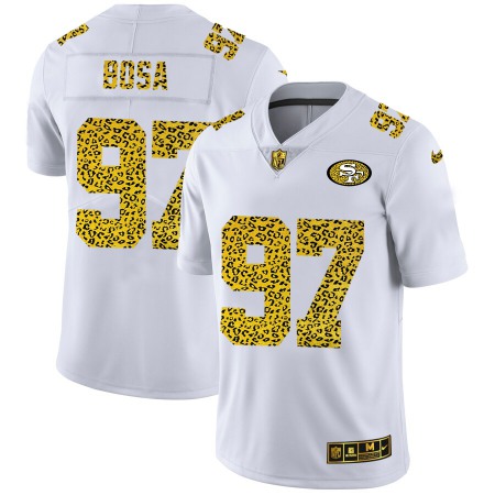 San Francisco 49ers #97 Nick Bosa Men's Nike Flocked Leopard Print Vapor Limited NFL Jersey White