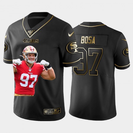 San Francisco 49ers #97 Nick Bosa Nike Team Hero 2 Vapor Limited NFL 100 Jersey Black Golden