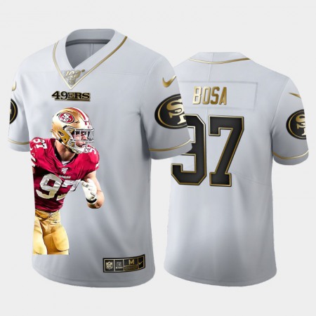 San Francisco 49ers #97 Nick Bosa Nike Team Hero 2 Vapor Limited NFL 100 Jersey White Golden