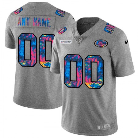 San Francisco 49ers Custom Men's Nike Multi-Color 2020 NFL Crucial Catch Vapor Untouchable Limited Jersey Greyheather