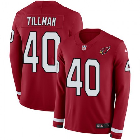 Nike Cardinals #40 Pat Tillman Red Team Color Men's Stitched NFL Limited Therma Long Sleeve Jersey