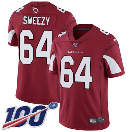 Nike Cardinals #64 J.R. Sweezy Red Team Color Men's Stitched NFL 100th Season Vapor Limited Jersey