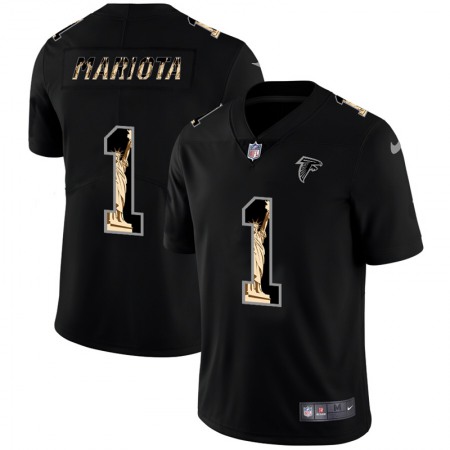 Atlanta Falcons #1 Marcus Mariota Men's Carbon Black Vapor Statue Of Liberty Limited NFL Jersey