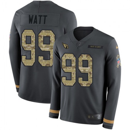 Nike Cardinals #99 J.J. Watt Anthracite Salute to Service Men's Stitched NFL Limited Therma Long Sleeve Jersey