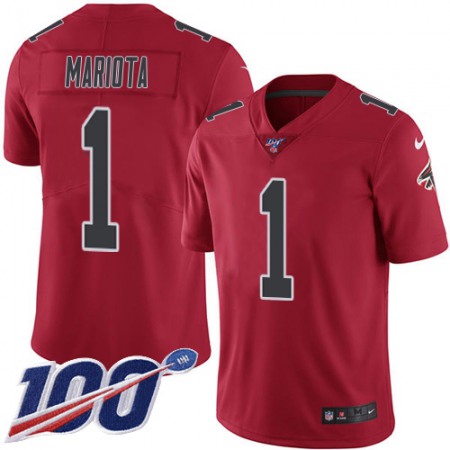 Nike Falcons #1 Marcus Mariota Red Men's Stitched NFL Limited Rush 100th Season Jersey