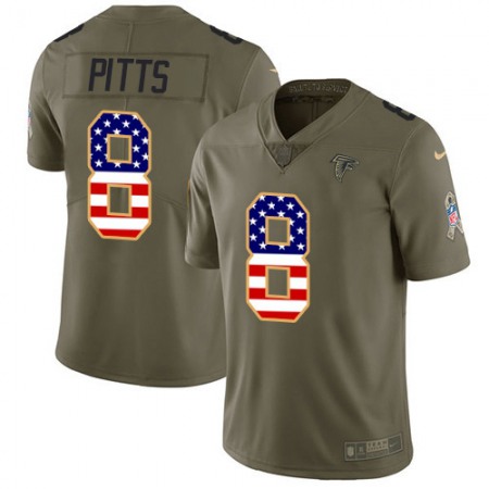 Nike Falcons #8 Kyle Pitts Olive/USA Flag Men's Stitched NFL Limited 2017 Salute To Service Jersey