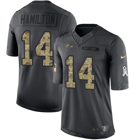 Nike Ravens #14 Kyle Hamilton Black Men's Stitched NFL Limited 2016 Salute to Service Jersey