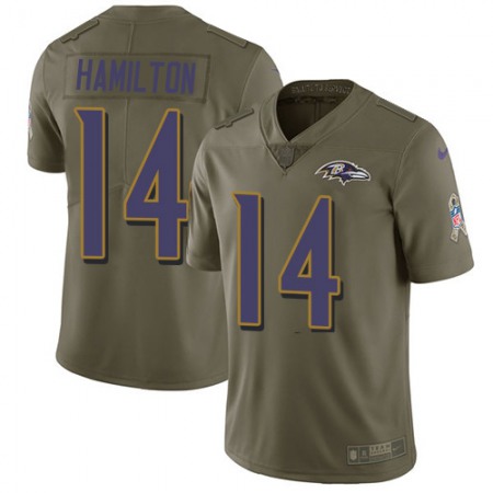 Nike Ravens #14 Kyle Hamilton Olive Men's Stitched NFL Limited 2017 Salute To Service Jersey