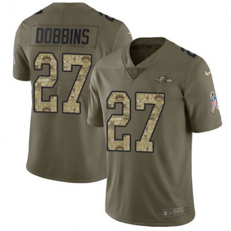 Nike Ravens #27 J.K. Dobbins Olive/Camo Men's Stitched NFL Limited 2017 Salute To Service Jersey