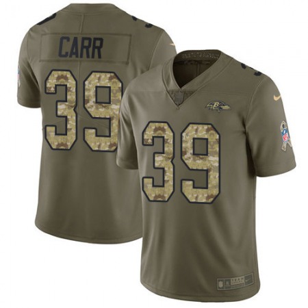 Nike Ravens #39 Brandon Carr Olive/Camo Men's Stitched NFL Limited 2017 Salute To Service Jersey