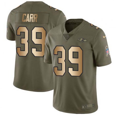 Nike Ravens #39 Brandon Carr Olive/Gold Men's Stitched NFL Limited 2017 Salute To Service Jersey