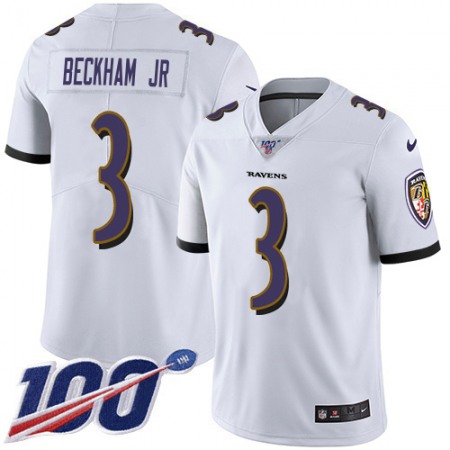 Nike Ravens #3 Odell Beckham Jr. White Men's Stitched NFL 100th Season Vapor Untouchable Limited Jersey