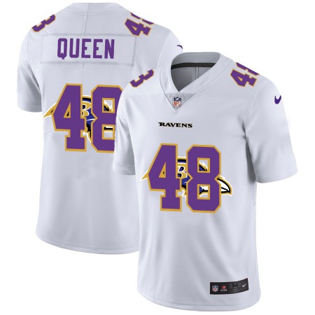 Baltimore Ravens #48 Patrick Queen White Men's Nike Team Logo Dual Overlap Limited NFL Jersey