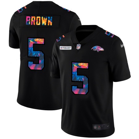 Baltimore Ravens #5 Marquise Brown Men's Nike Multi-Color Black 2020 NFL Crucial Catch Vapor Untouchable Limited Jersey