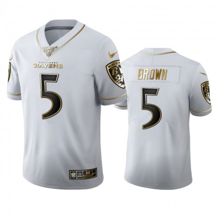 Baltimore Ravens #5 Marquise Brown Men's Nike White Golden Edition Vapor Limited NFL 100 Jersey