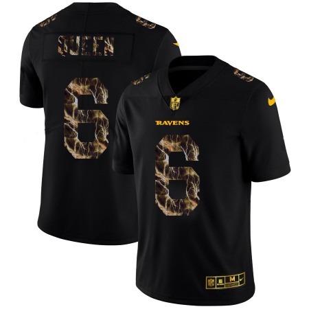 Baltimore Ravens #6 Patrick Queen Men's Black Nike Flocked Lightning Vapor Limited NFL Jersey