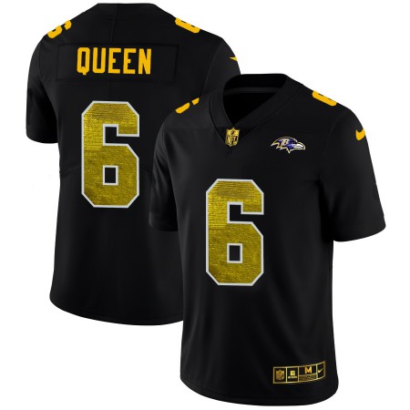 Baltimore Ravens #6 Patrick Queen Men's Black Nike Golden Sequin Vapor Limited NFL Jersey