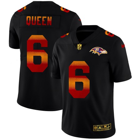 Baltimore Ravens #6 Patrick Queen Men's Black Nike Red Orange Stripe Vapor Limited NFL Jersey