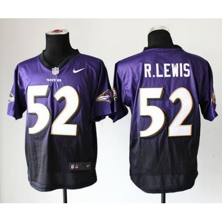 Nike Ravens #52 Ray Lewis Purple/Black Men's Stitched NFL Elite Fadeaway Fashion Jersey