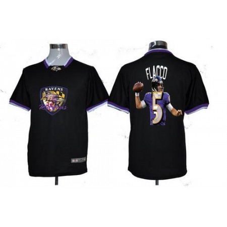 Nike Ravens #5 Joe Flacco Black Men's NFL Game All Star Fashion Jersey