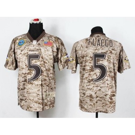 Nike Ravens #5 Joe Flacco Camo Men's Stitched NFL New Elite USMC Jersey