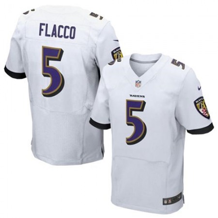 Nike Ravens #5 Joe Flacco White Men's Stitched NFL New Elite Jersey