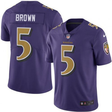 Nike Ravens #5 Marquise Brown Purple Men's Stitched NFL Limited Rush Jersey