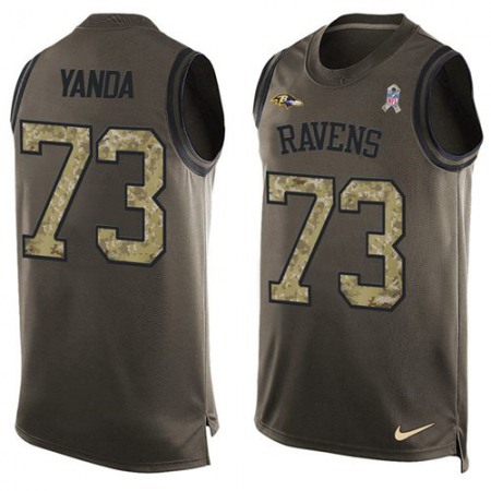 Nike Ravens #73 Marshal Yanda Green Men's Stitched NFL Limited Salute To Service Tank Top Jersey