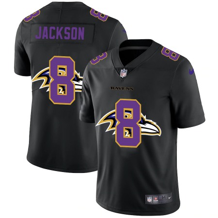 Baltimore Ravens #8 Lamar Jackson Men's Nike Team Logo Dual Overlap Limited NFL Jersey Black