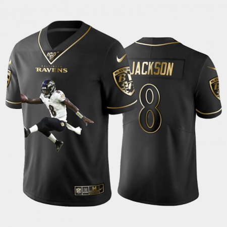 Baltimore Ravens #8 Lamar Jackson Nike Team Hero 3 Vapor Limited NFL 100 Jersey Black Golden